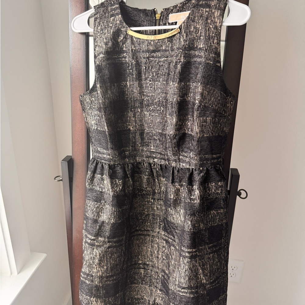 Michael Kors Black and Gold Textured Dress